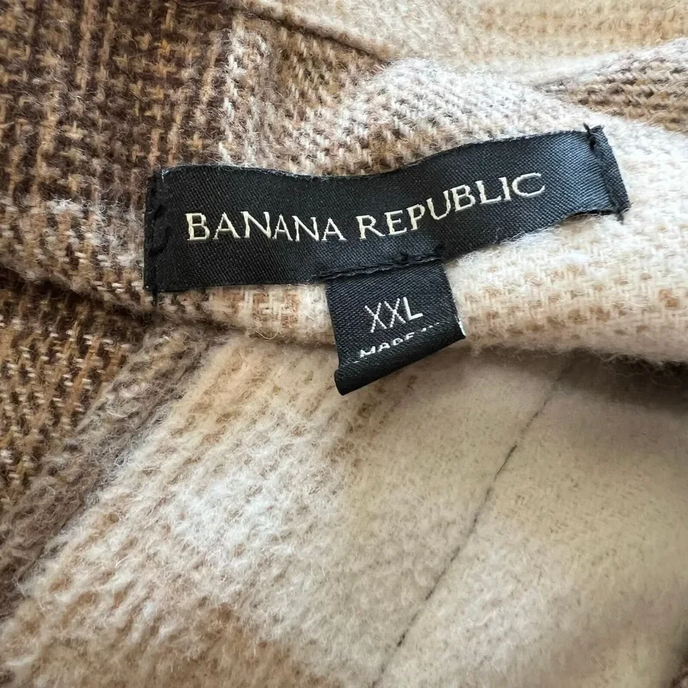 Banana Republic Brown Brushed Flannel Plaid Jacket Shacket  baddie size XXL